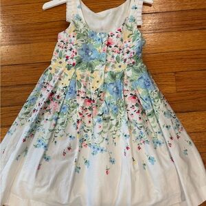 Floral Kids Dress in White with Multicolor Accents